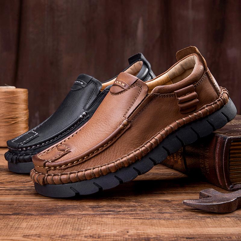 Fashion 2025 Genuine Leather Shoes for Men Original Handmade Leather Business Men's Sneakers Man Trend Daily Work Social Walking Shoes