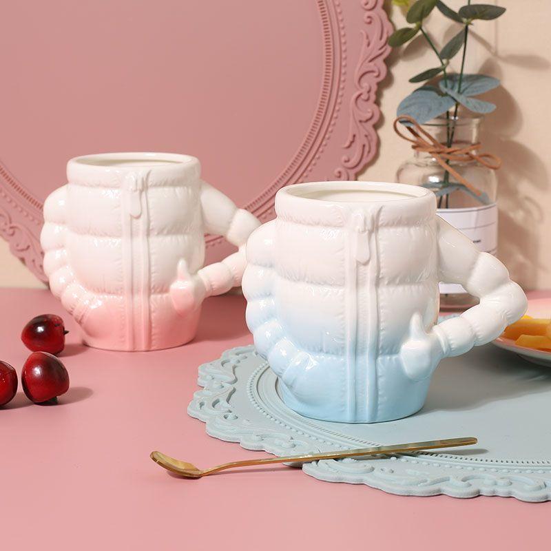 400ML Ceramic Coffee Mug Creative down Jacket Design Breakfast Cup Porcelain Drink Mugs for Beer Milk Tea Water Couple Sets