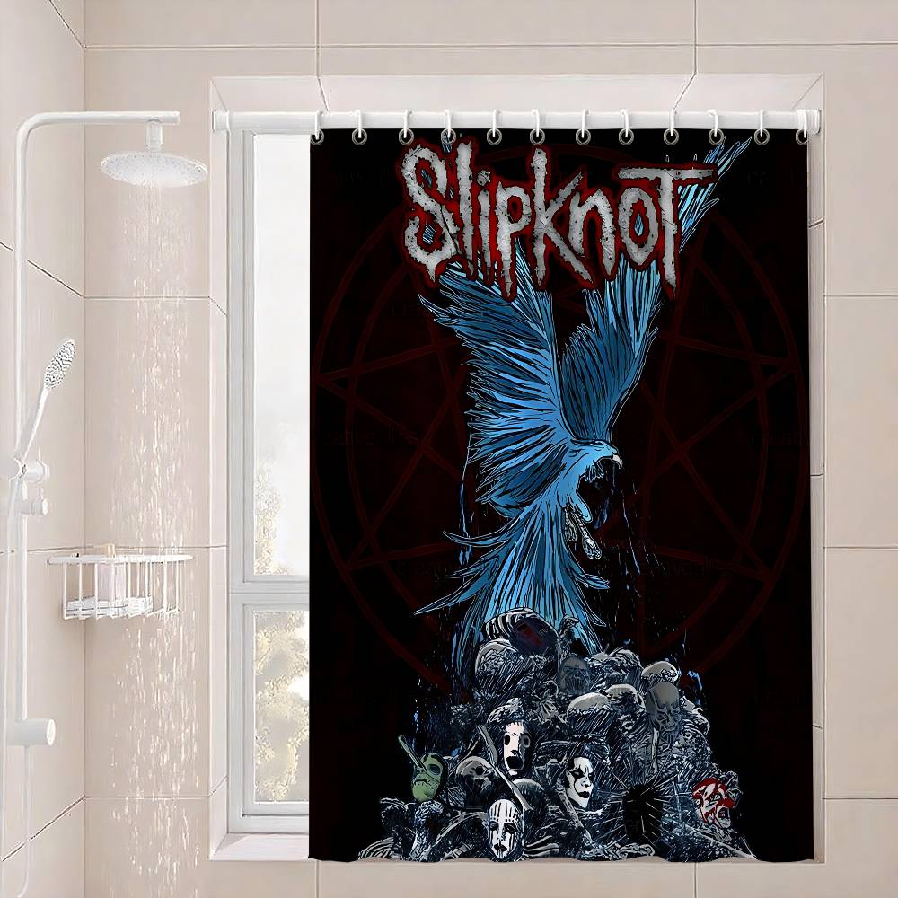 S-Slipknot Rock Logo Waterproof Fabric Shower Curtain Bathroom Decoration Curtain Home Hawaiian Style Shower Curtain