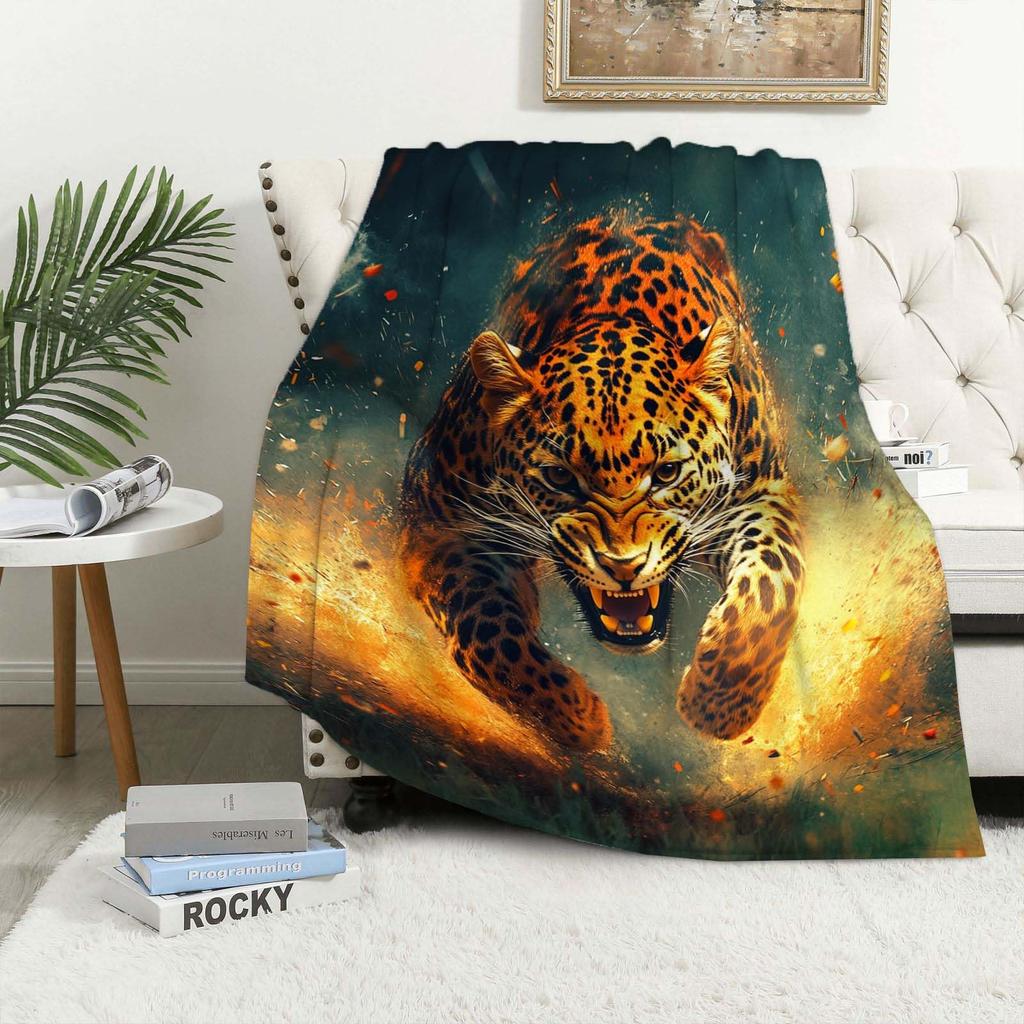 Wild Animal Cheetah Flannel Fleece Bed Blanket Bedspread Bed Cover Soft Lightweight Warm Cozy Throw Blanket Twin Queen King Size