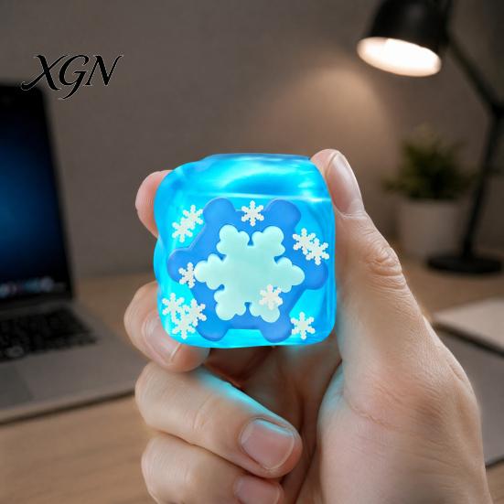 Reindeer Squeeze Toy Glow-in-the-Dark Christmas Stress Cube, Santa Tree Snowflake Party Favors Relief Toy, Sensory for Adults Kids