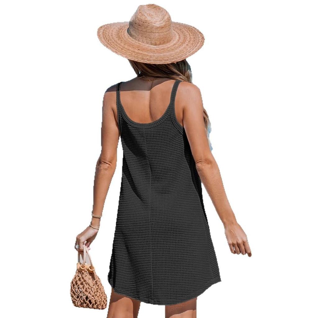 European and American New Product 2026 Sleeveless Suspender Sexy Pullover Button Vest Dress Female Explosion