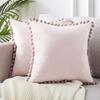 Soft Velvet Pillowcases Solid Cushion Cover Square Decorative Pillows With Balls For Sofa Bed Car Home Throw Pillow