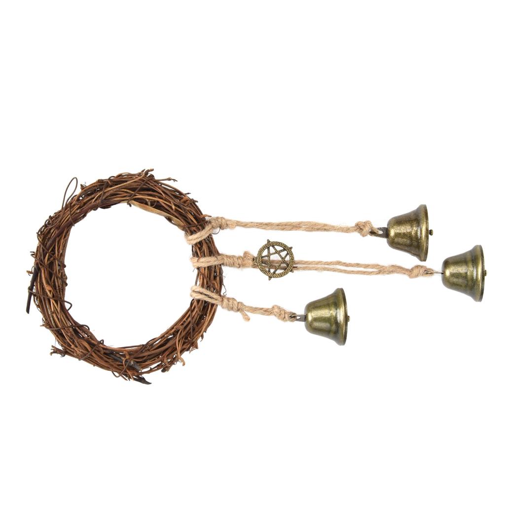 Campanelle a Vento ad Anello di Rattan Decorazione da Parete Anello di Corda di Vite Campanella per Casa Matrimonio