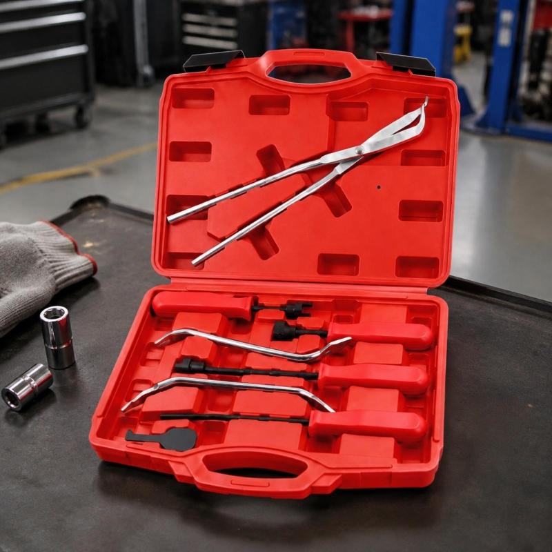 8Piece Drum Brake Repair Kit Manual Service Set with Plier Hook and Pry Style Parts, Metal Shafts for Car Motorcycle Garage Repair Use