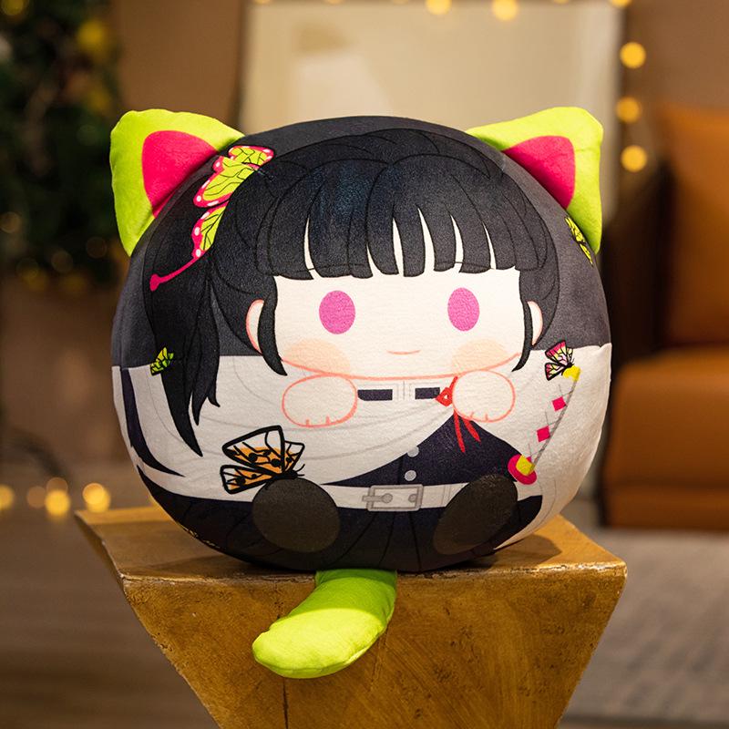 Demon Slayer Plush Pillow & Keychain Set: Tanjiro, Nezuko, Zenitsu, Shinobu, Inosuke