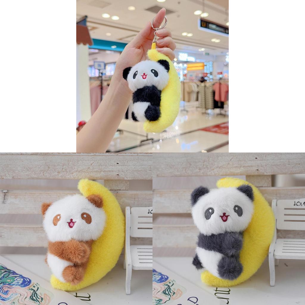 Moon Panda Plush Keychain With Soft Pp Cotton For Kids And Teens