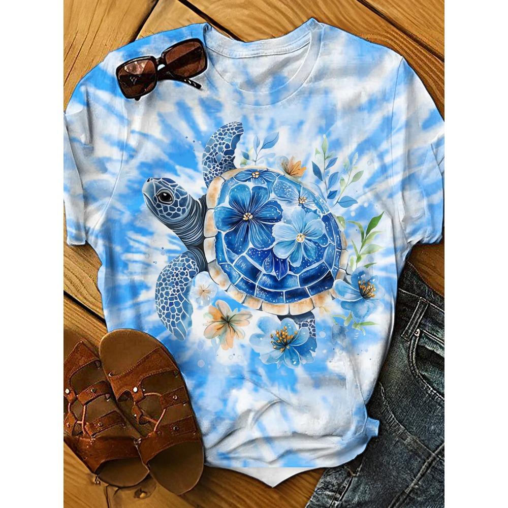 Summer T-Shirt Hawaiian Short Sleeve Tee Tops O-Neck Hawaii Women's Clothing