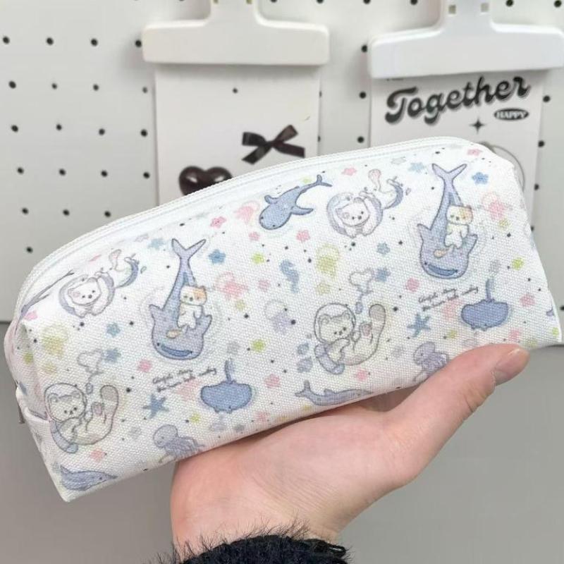 1PC Large Capacity Stationery Student Simplicity Korean Pencil Pouch Storage Bag Small Makeup Bag Travel Organizer Cosmetic Bag