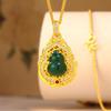 Forbidden City Series Rhinestone Jade Gourd Pendant - Exquisite Court Style Necklace for Women