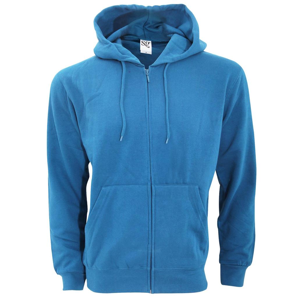 SG Mens Plain Full Zip Hooded Sweatshirt
