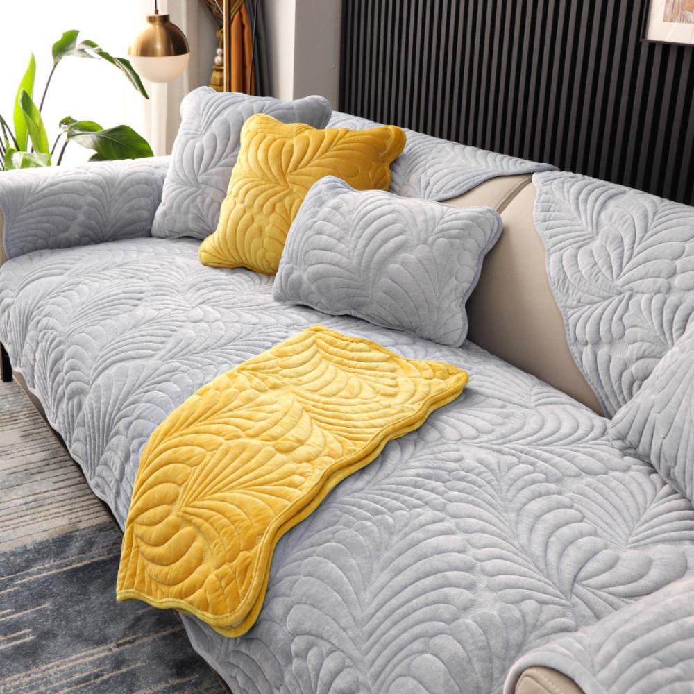 Winter Sofa Cushion Cover Non Slip Thick Dutch Velvet Short Plush Simple Style Seat Pad Blanket Protector