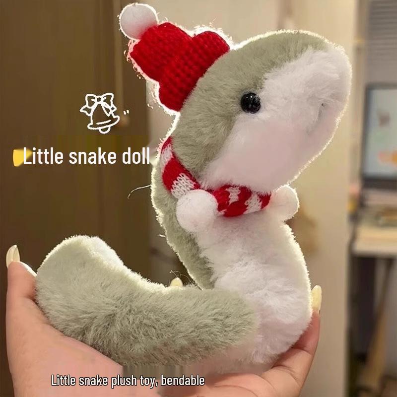 

Плюшевый Зеленый Змей Красной Шапочки: Гибкое, Оборачивающееся Украшение и Талисман Года Змеи 20cm