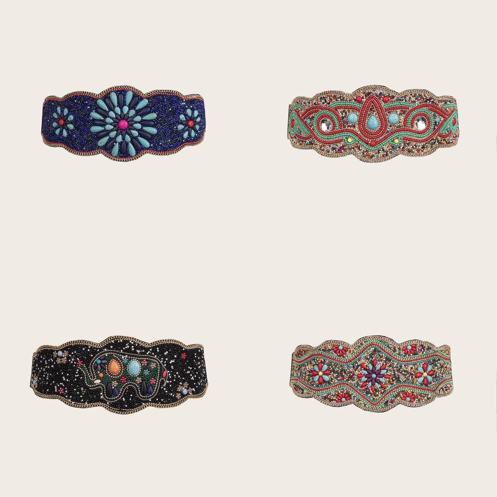 Ethnicinspired Womens Wide Waist Belt With Plastic Turquoise And Rhinestone Embellishments For Fashion Seasonal