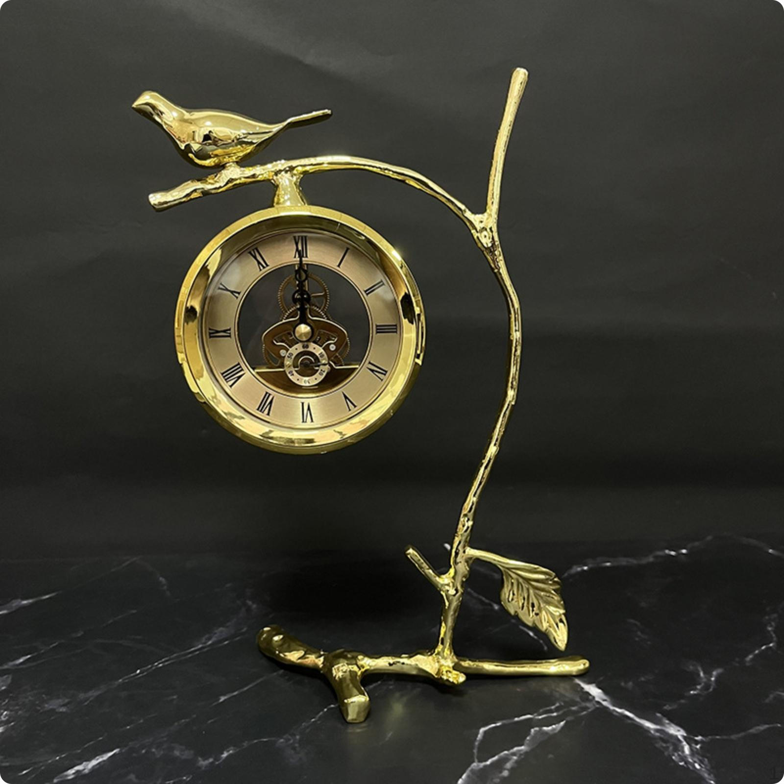 Bird Clock with Stand Toned Table Sculptural for Living Room, Bedroom, Entryway