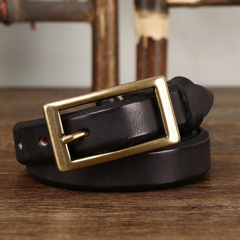 Thin Belt for Women Fashion Retro Trend Decorative Leather Thickened Pure Cowhide Jeans Belt for Women