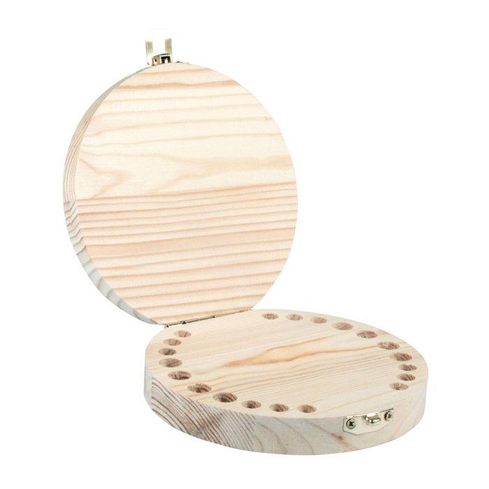 Wooden Box for Baby Teeth Ø 12 X 2.7 Cm