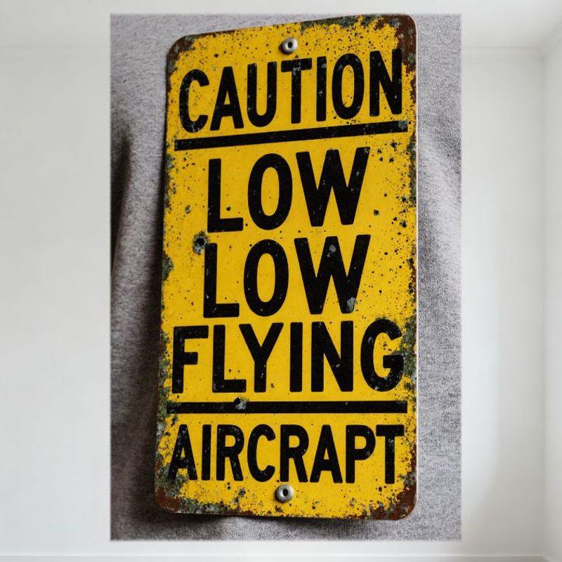 

DORA Tin Sign Vintage Caution Low Flying Aircraft Warning Tin Sign Weathered Metal Sign with Rust Paint Chipping for Wall Decor x Inch 20x30cm（7.8x11.8inch）