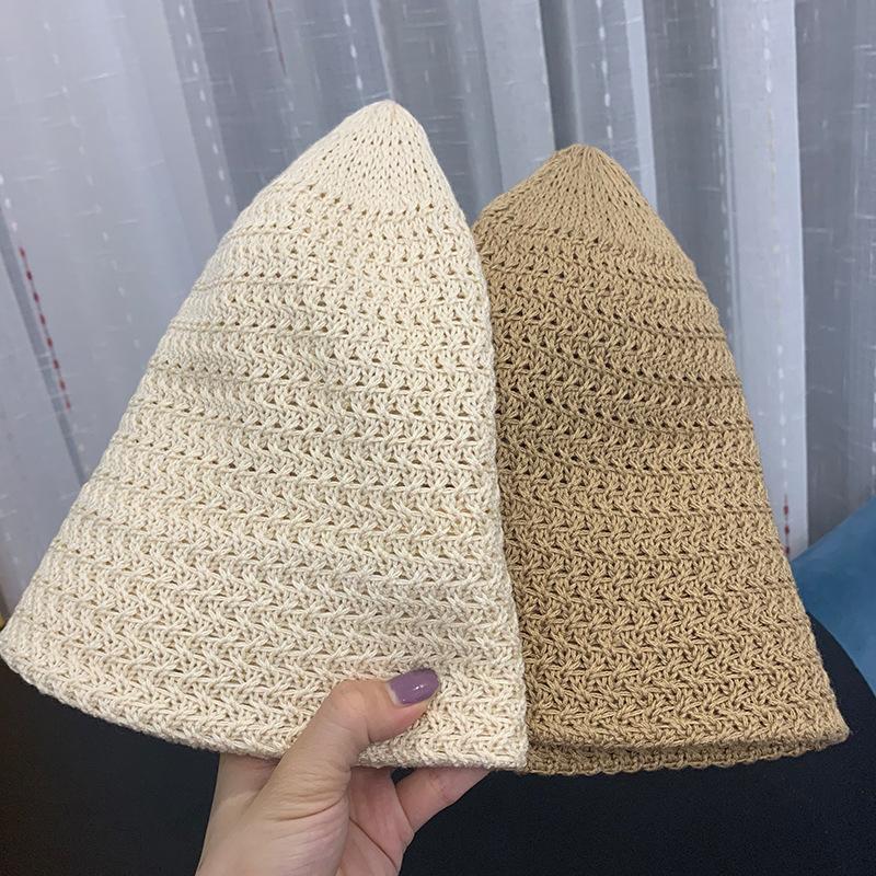 Wind Dome Solid Color Knitted Bucket Hat Autumn and Winter New Bucket Hat Women's Sunscreen Face Cover Basin Hat