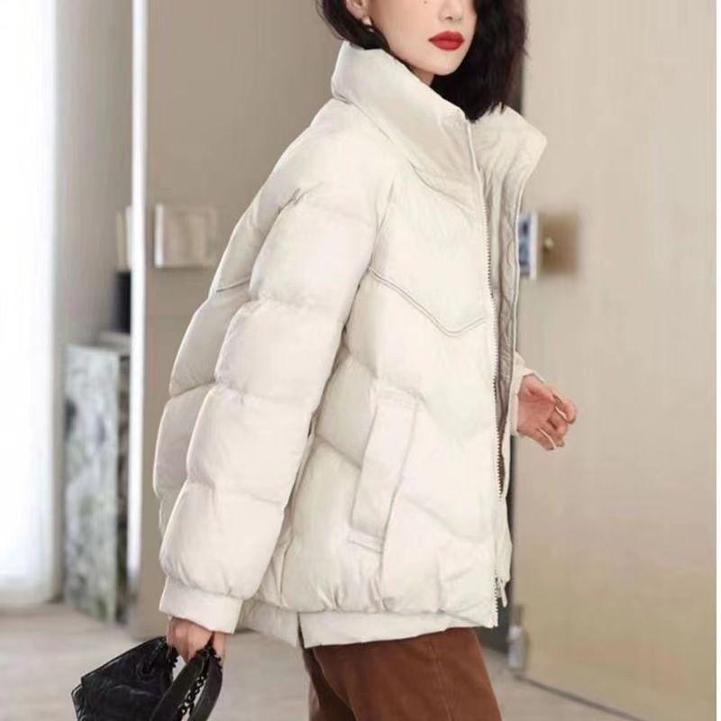

Осенняя куртка, женская короткая легкая теплая куртка на утином пуху, женское стеганое пальто, женские парки, повседневная куртка L бежевый