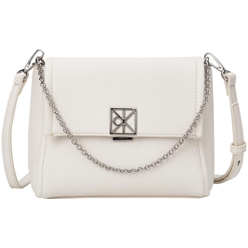 Calvin Klein Elegant Commuter Letter Flap Crossbody Bag Women bags Moonlight-White 4F3511G-4LX Basic Set (Bag)