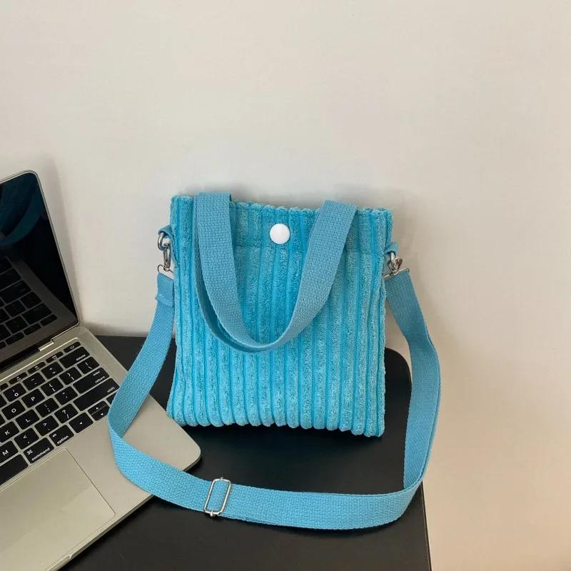 Korean Mini Bucket Bag Corduroy Handbags Crossbody Bag for Women Vertical Casual Mini Tote Bag Power Bank Phone Pouch Coin Purse