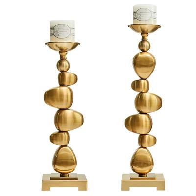 Creative Stone Pile Shape Candle Holder Ornaments Golden Alloy Candlestick Desk Decoration Wax Melt Burner Home Aroma Container