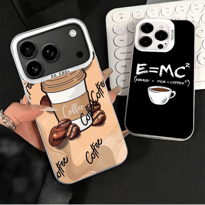 Black Coffee Fashion Style Shockproof Phone Case for iPhone 17 Air 16 16E 15 Pro Max 14 Plus 13 Mini 12 Back Cover Anti Fall Fun
