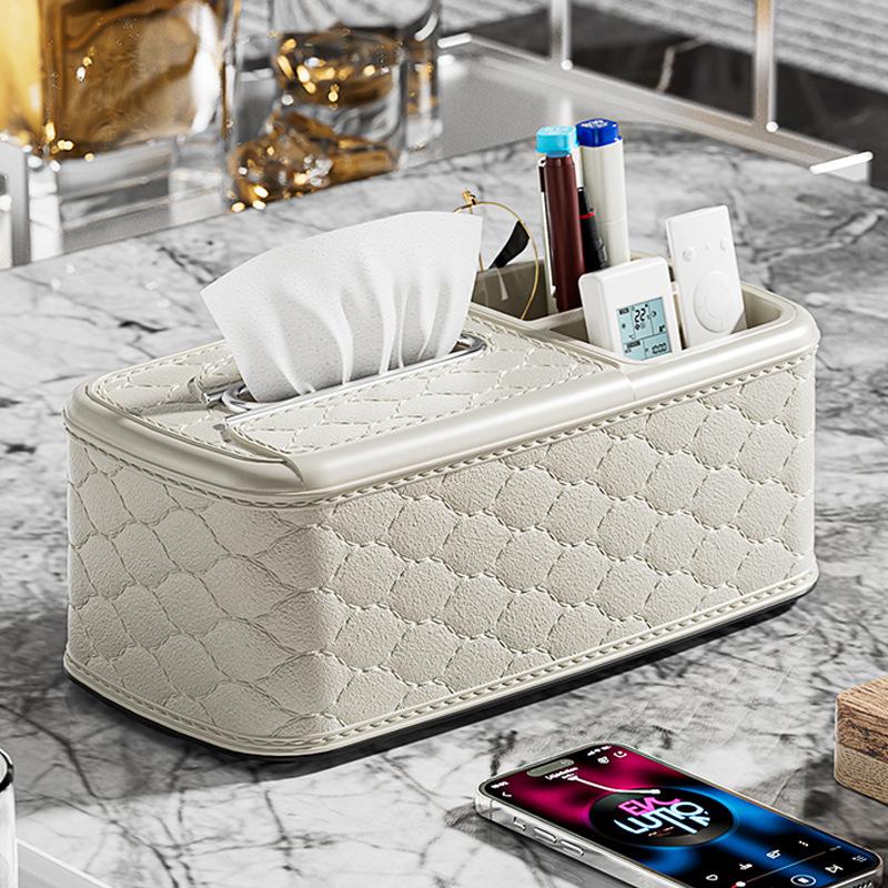 Luxury Tissue Box for Living Room Coffee Table High-End Design with Multifunctional Remote Control Storage Holds Facial Napkins