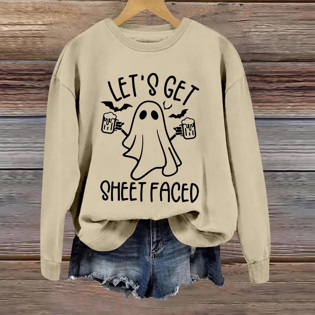 Halloween Sweatshirts For Women Cute Ghost Long Sleeve T Shirt Fashion Sweatshirt