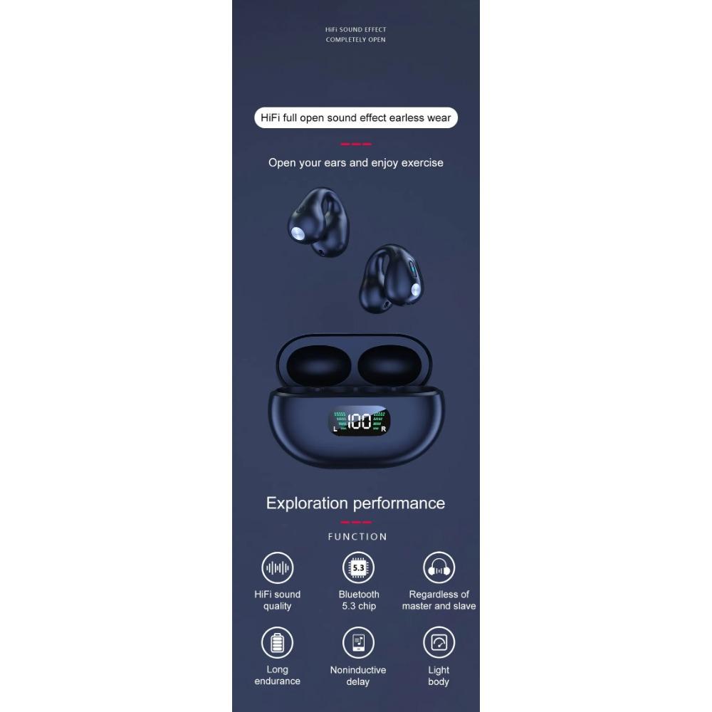 TWS for Ambie Sound Earcuffs Ørebeinledning Øredobber Trådløse Bluetooth-øretelefoner Sportshodetelefoner Ørepropper for telefoner