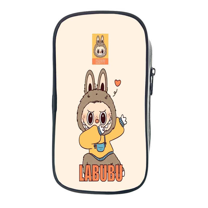 Labubu Cartoon Pen Bag The Monsters Printed Stationery Box Abubu Large Capacity Pencil Case Cute Anime Bags Student School Bag
