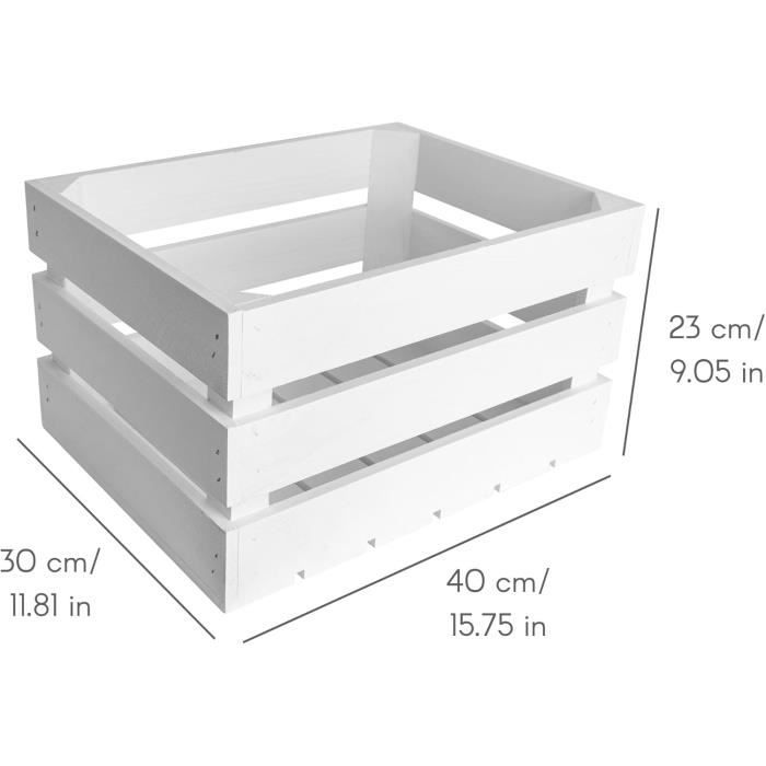 Creative Deco Lot De 3 Caisse En Bois Blanc | 40 X 30 X 23 Cm | Caisse Rangement Bois | Caisse En Bois Rangement Vintage