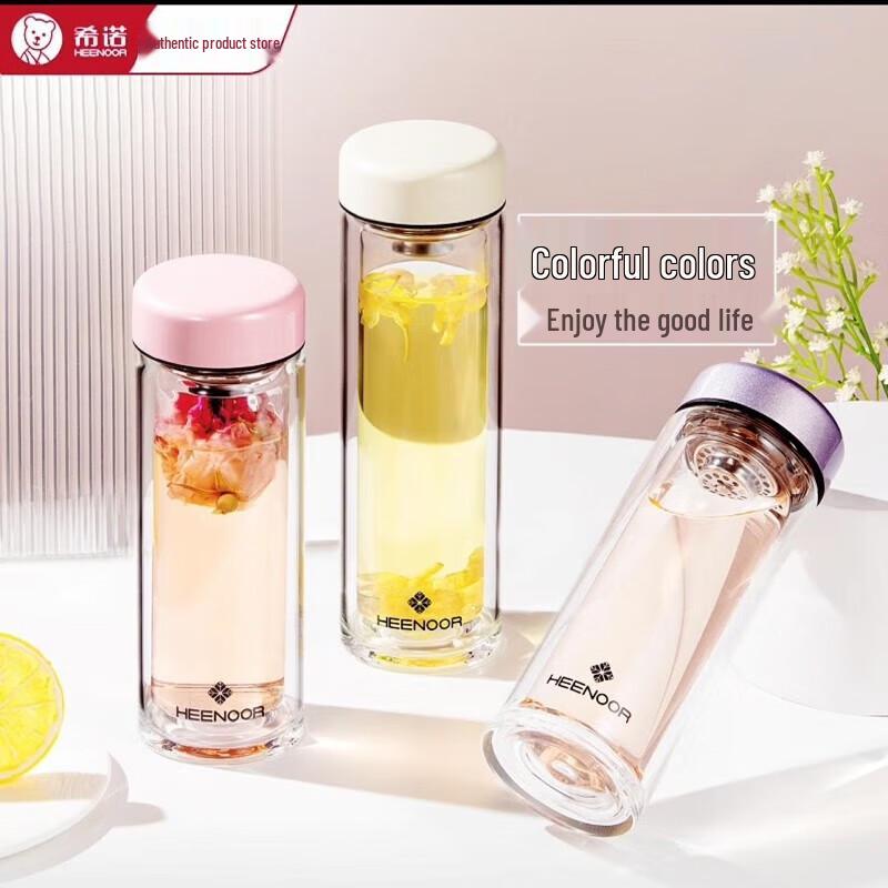 Xinuo N-6563 Double-Wall Glass Tea Cup with Filter, 205ml