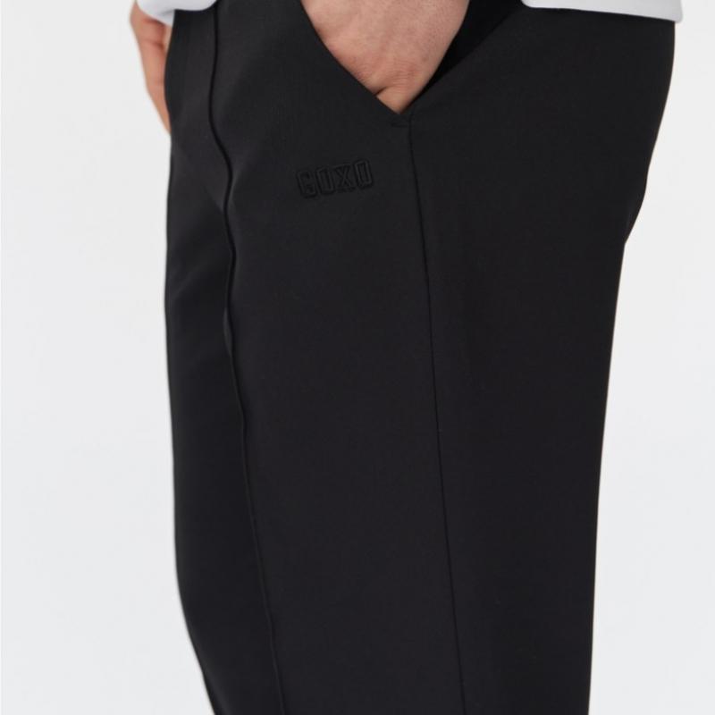 GOXO Tapered Fit Pintuck Pants Black Give Me Buddy