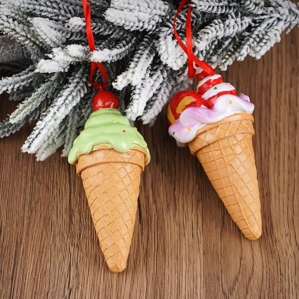 Handpicked Resin Ice Cream Ornament: Creative Christmas Scene Decoration with Free Shipping