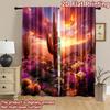 2D flat printing 2pcs Curtains Desert Cacti Sunset Dramatic Sky Digital Printed Polyester Drapes All Season Party & Holiday