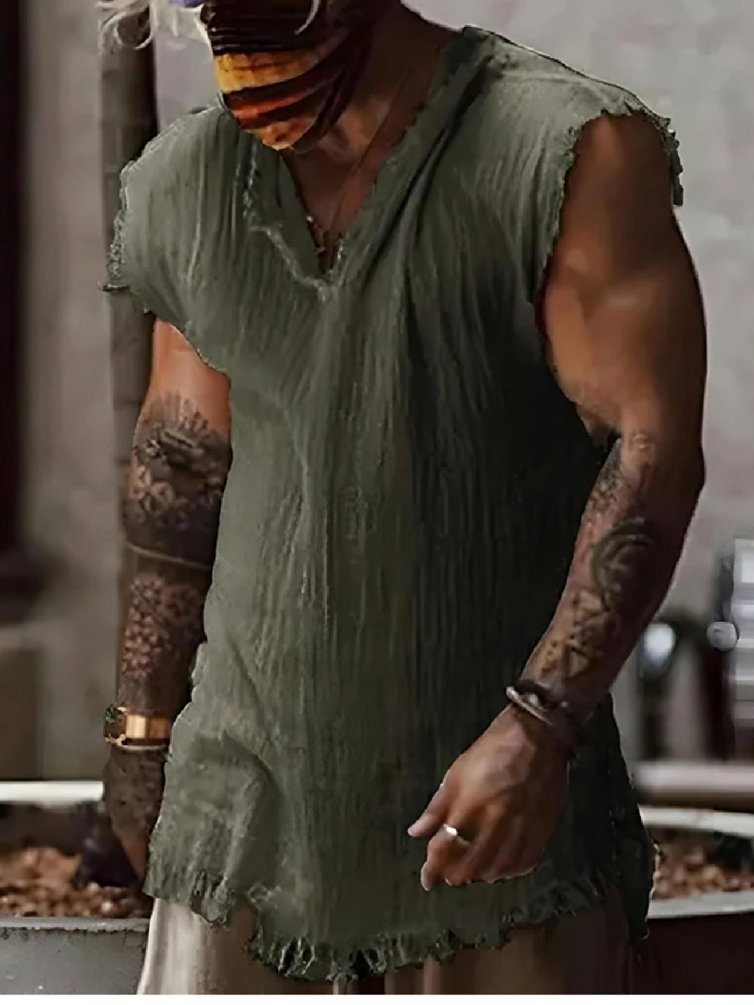 

Летний мужской хлопковый жилет свободного кроя с трехмерной наклейкой для внешней торговли XXXL зелёный