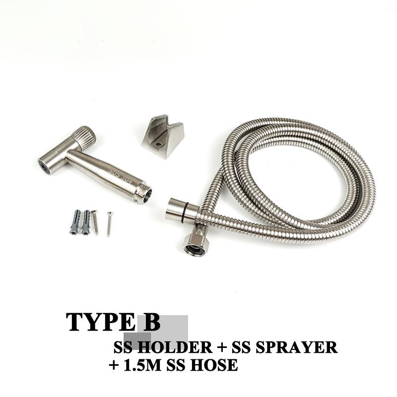 Stainless Steel Brushed Handheld Toilet Bidet Sprayer Kit Hand Bidet Shattaf for Bathroom Hand Shower Sprayer Head Self Cleaning