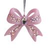 Pink Glitter Christmas Ornaments Acrylic Bow/Bell/Tree/Ballerina Hanging Decorations for Xmas Tree Holiday