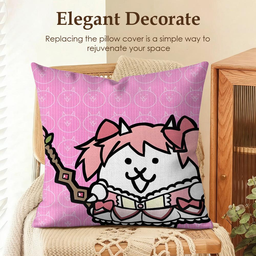 

BBattle Cats Anime Cushion Cover Natural Linen Organic Fabric DoubleSided Printing Sofa Home Decor Gift Pillow Case 30x30cm