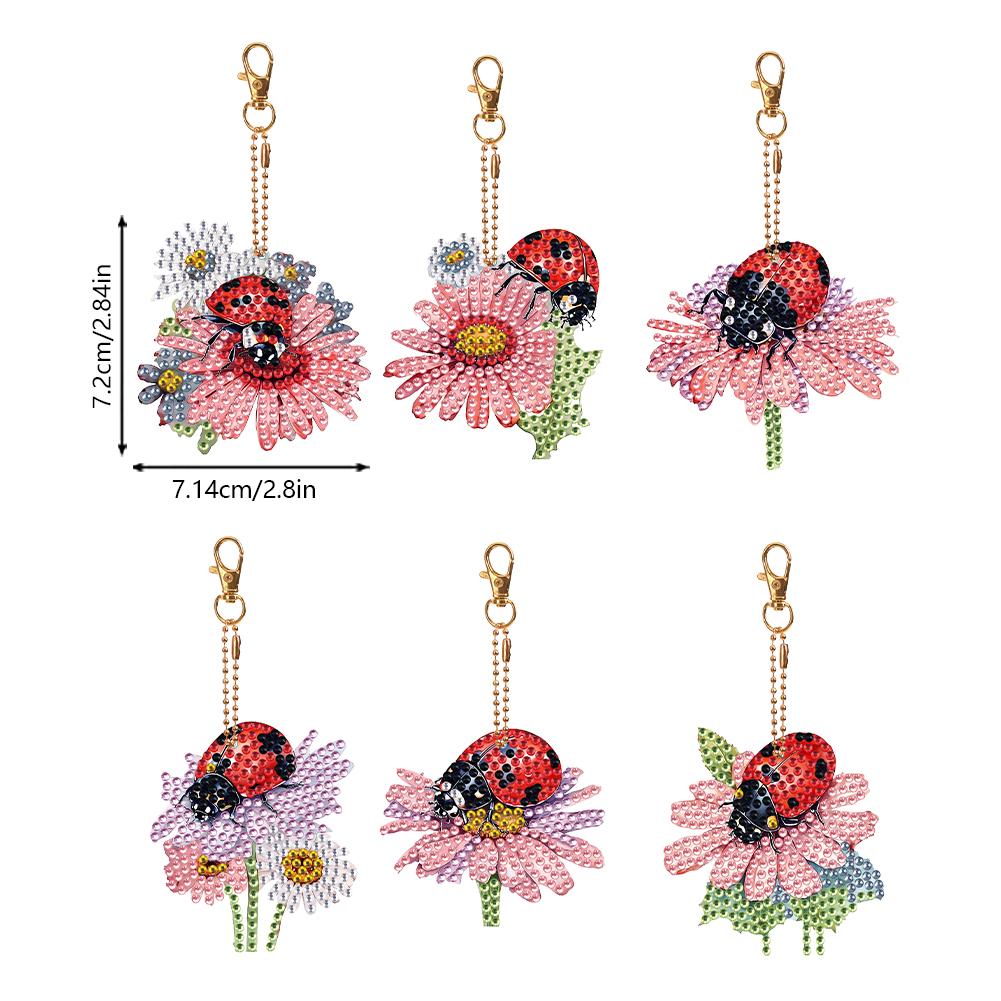 6PCS Special Shape Diamond Art Keyring Double Sided Rhinestone Painting Keychain Pendant Diamond Painting Art Keychain Pendant