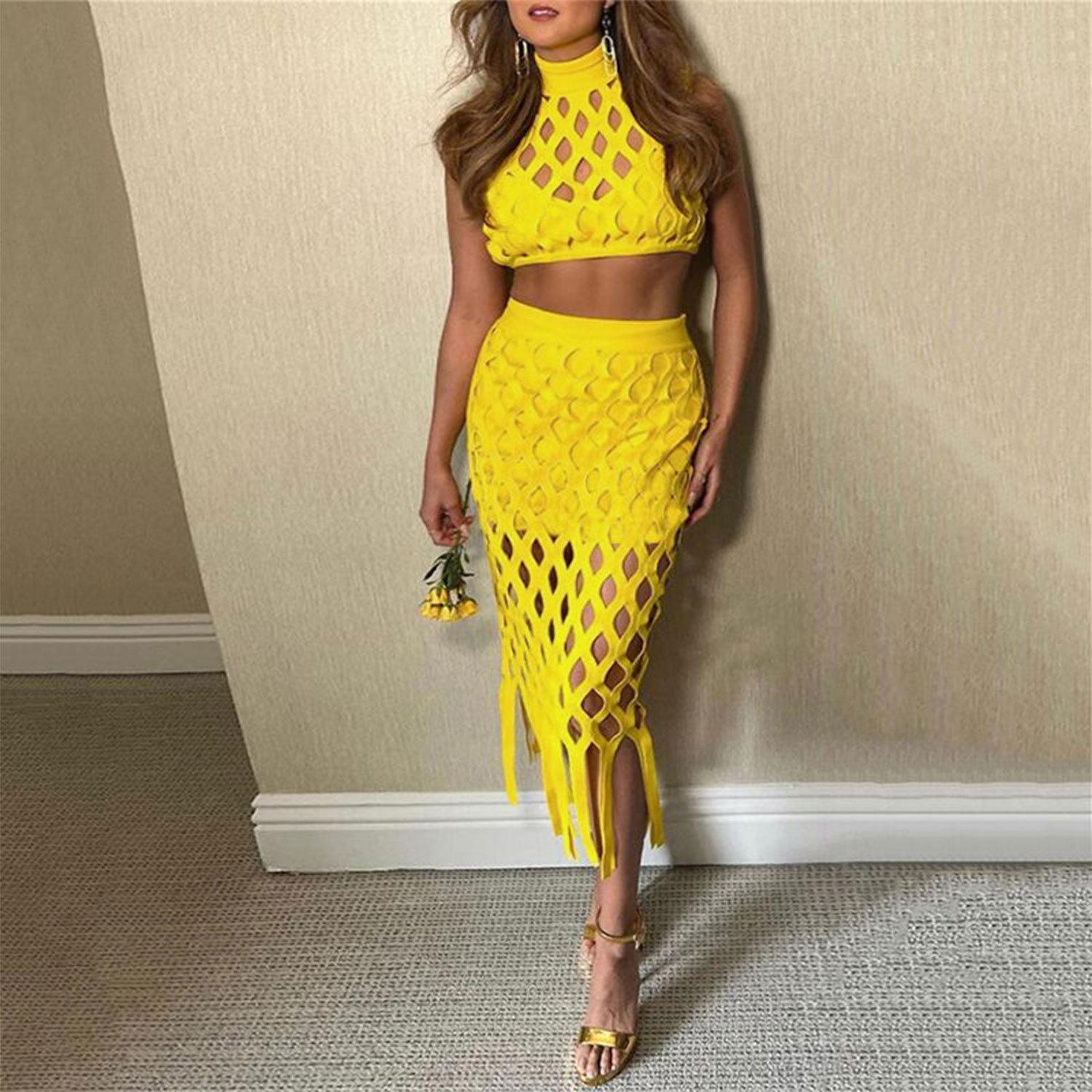 

K9037 Приталений костюм-двійка з китицями для нічного клубу, що облягає стегна Large