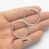 Silver-Plated Copper Bamboo Joint Large Round Hoop Earrings with Classic Face-Shaping Design and Plain Earring Backs.