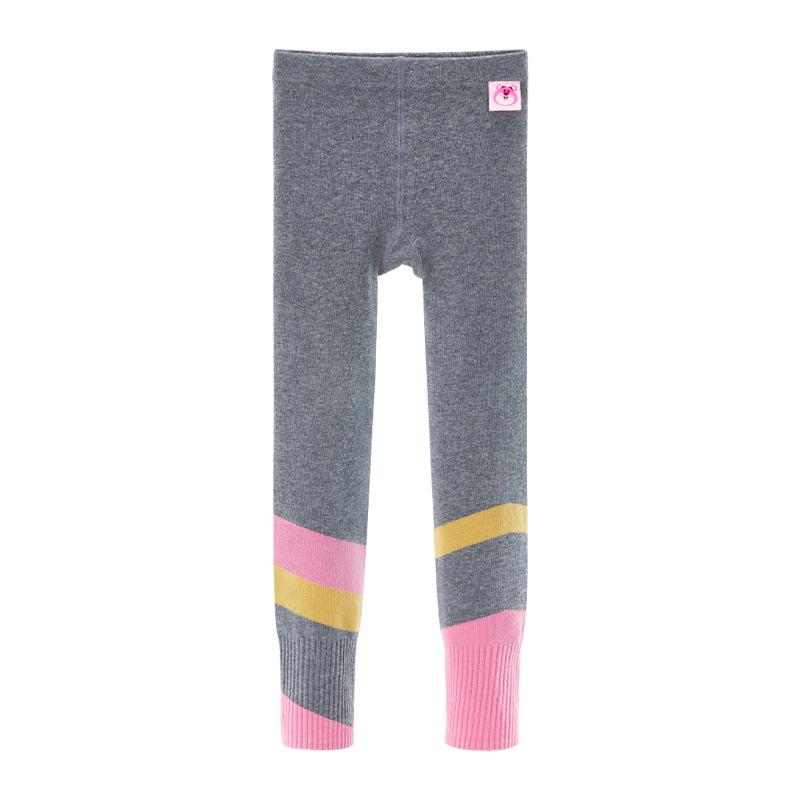 

Спортивные леггинсы в стиле колор-блок с клубничным мишкой для девочек, облегающие, весенний стиль, длинные штаны 110 cm темно-серого