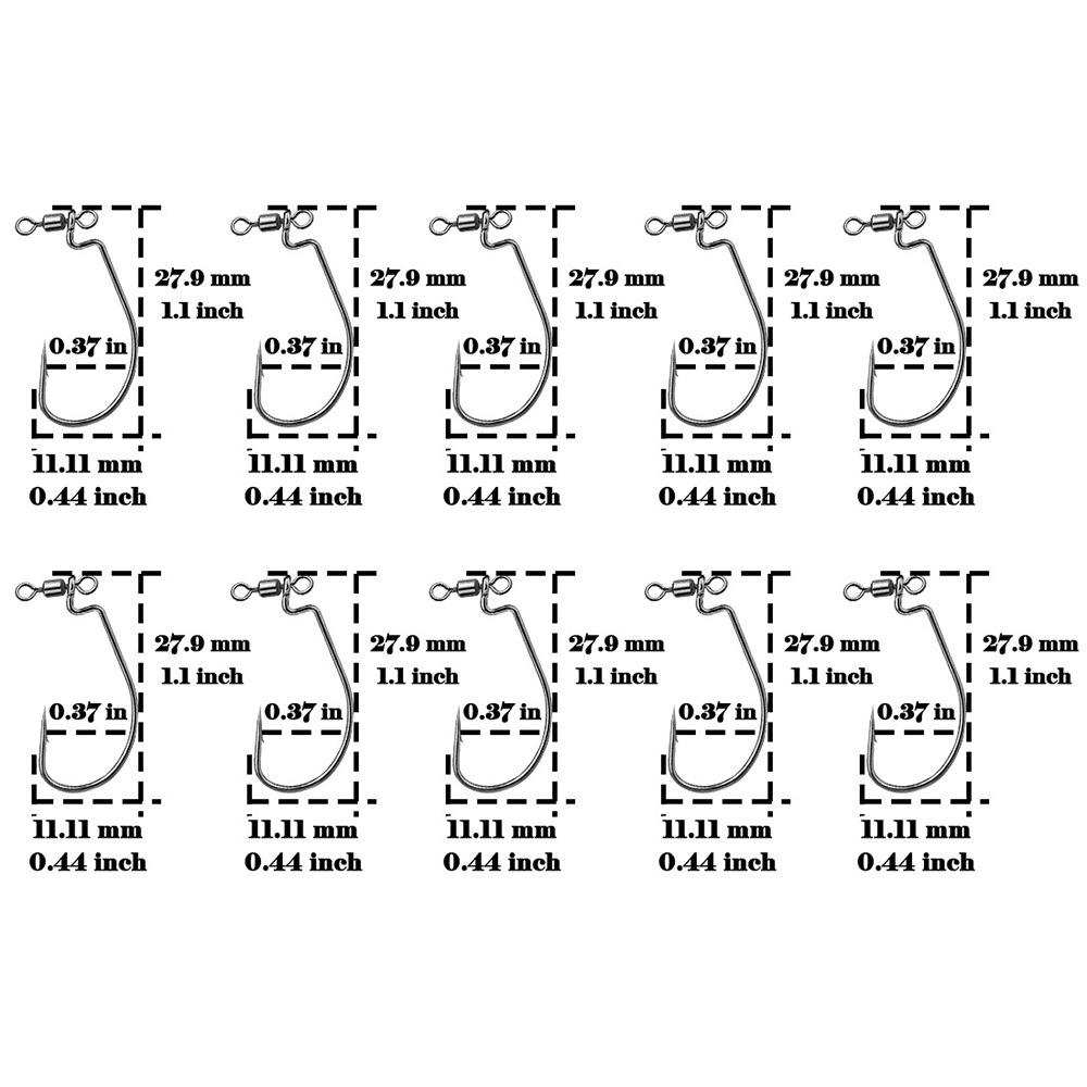 

10 шт. Крючки с широким животом для спиннинговой оснастки дроп-шот с открытым вертлюгом, крючок без узла для морской рыбалки 4#