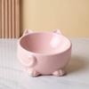 Ceramic Cat Bowl Double Bowl Drinking Bowl Pet Cat Basin High Foot Neck Protection Cervical Oblique Cat Rice Bowl Pink Short