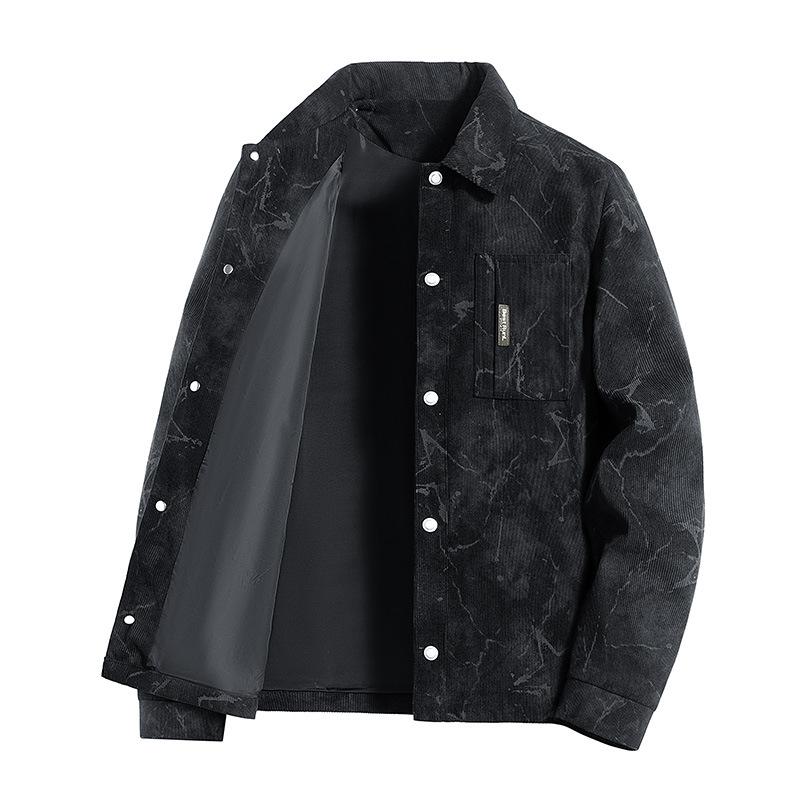 American Retro Tie-dyed Denim Shirt Men's Spring and Autumn Casual High-end Shirt Long-sleeved Jacket Jacket