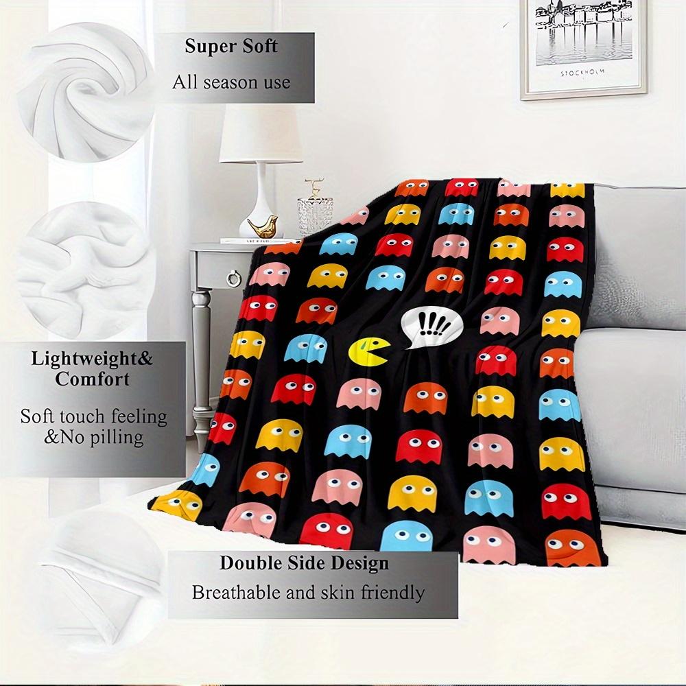 1pc Pac-Man,Ghosts,Classic GameDigital Print Fleece Blanket - Contemporary Style, Suitable for All Seasons, Perfect for Home, Travel, or Cam