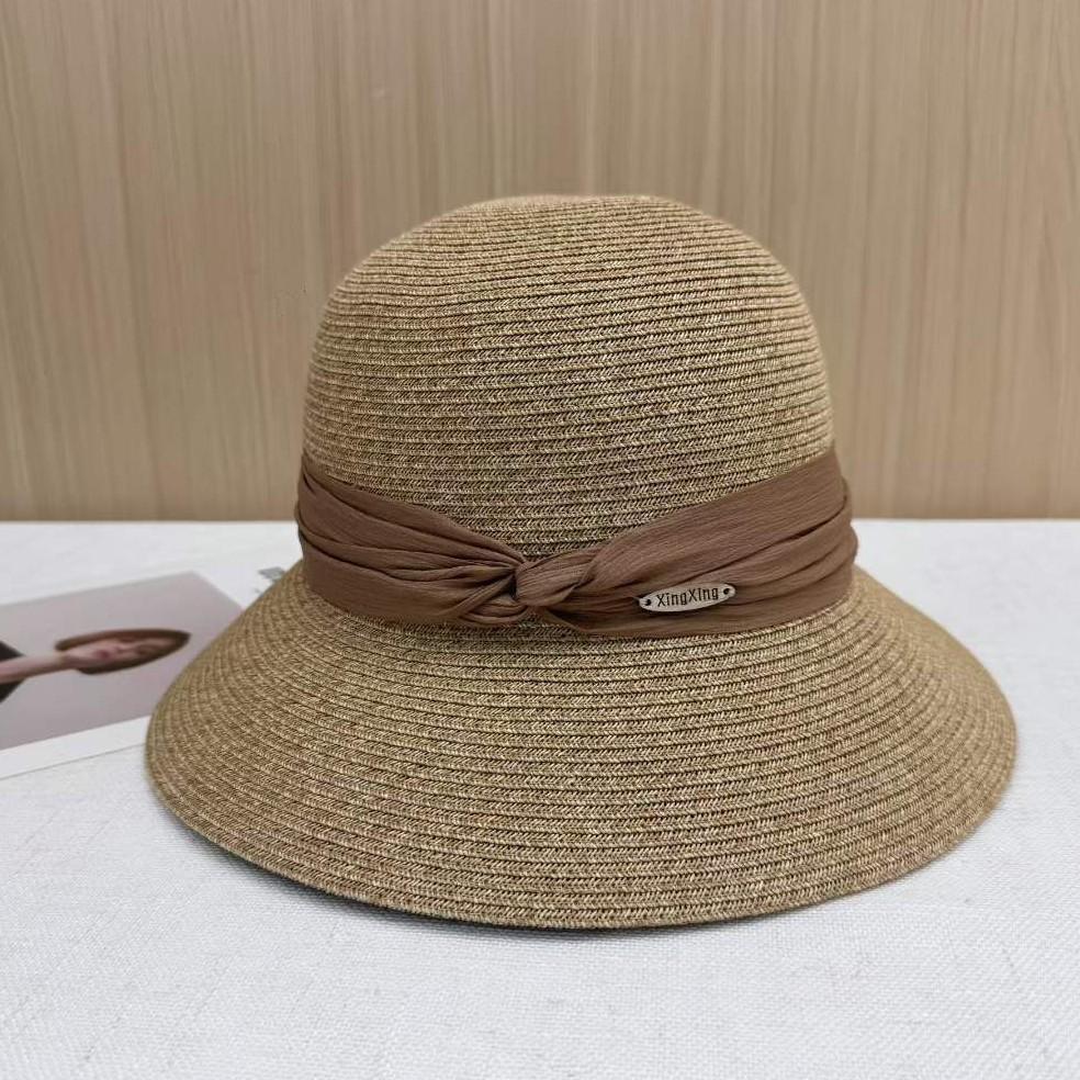 High brand Hepburn wind big eaves sunshade sun protection straw hat women summer travel seaside beach straw fisherman sun hat